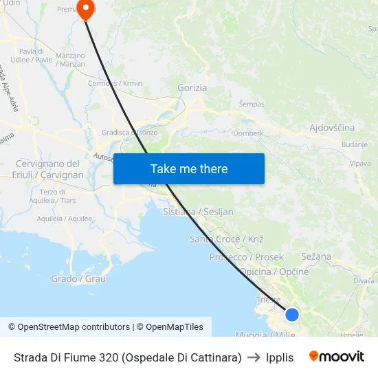 Fiume Road 320 (Cattinara Hospital) to Ipplis map