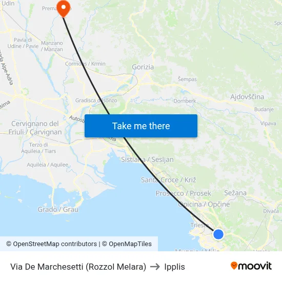 De Marchesetti Street (Rozzol Melara) to Ipplis map
