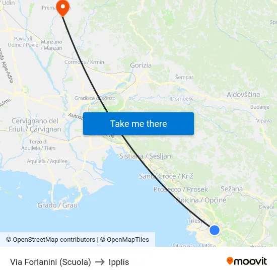 Via Forlanini (School) to Ipplis map