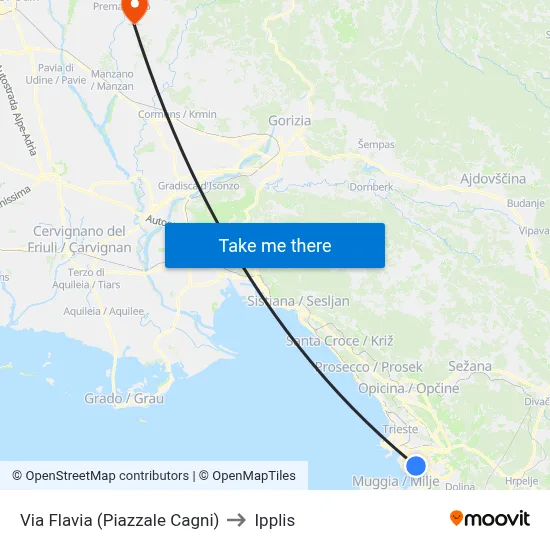 Via Flavia (Cagni Square) to Ipplis map