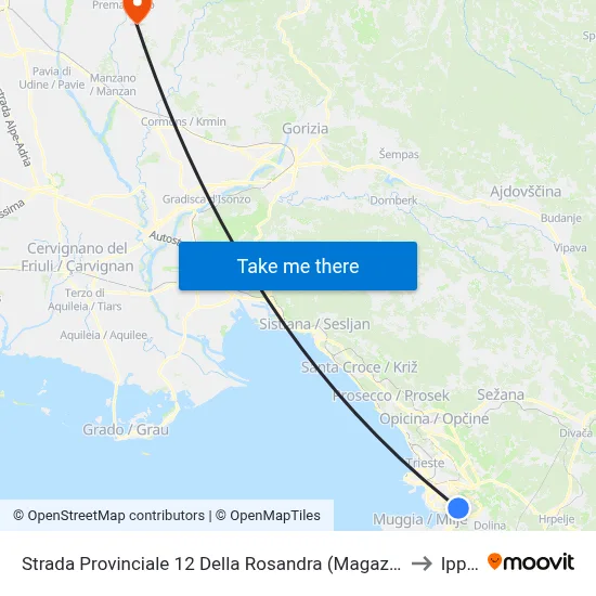 Provincial Road 12 Della Rosandra (Obi Warehouse) to Ipplis map