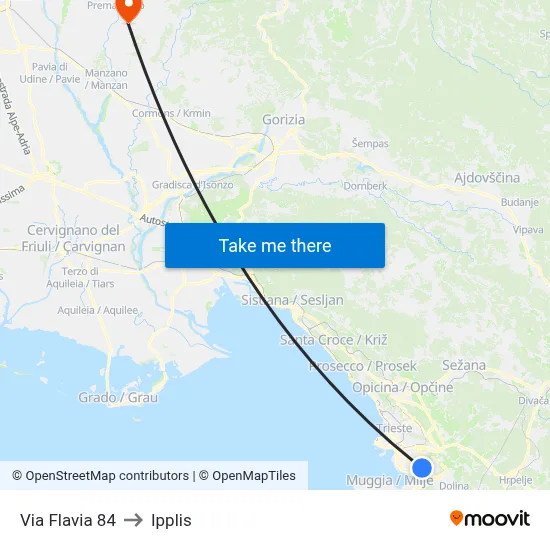 Via Flavia 84 to Ipplis map