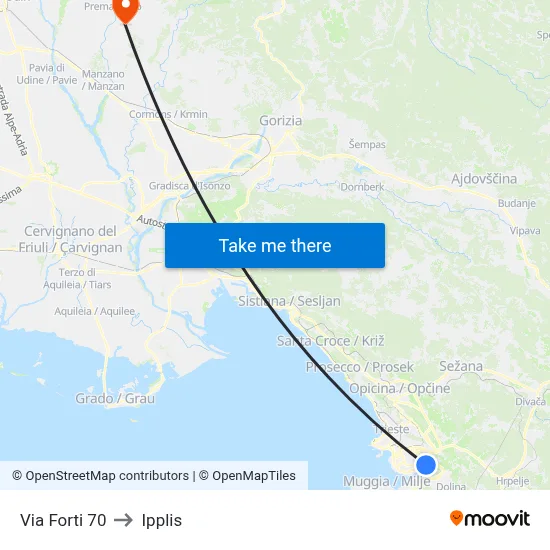 Via Forti 70 to Ipplis map