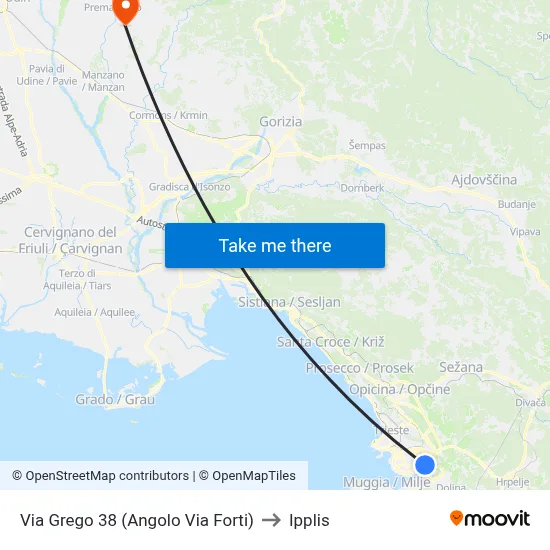 Via Grego 38 (Corner of Via Forti) to Ipplis map