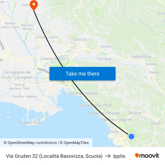 Via Gruden 32 (Basovizza Area, School) to Ipplis map