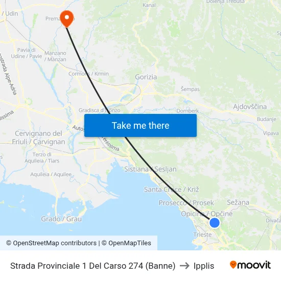 Provincial Road 1 Del Carso 274 (Banne) to Ipplis map