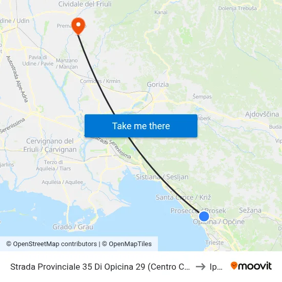Provincial Road 35 Of Opicina 29 (Shopping Center) to Ipplis map