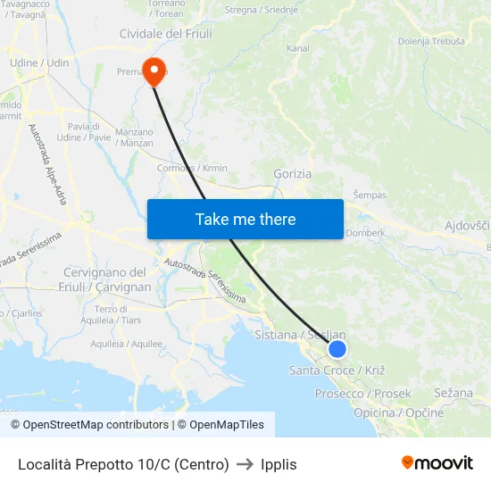 Prepotto Location 10/C (Center) to Ipplis map