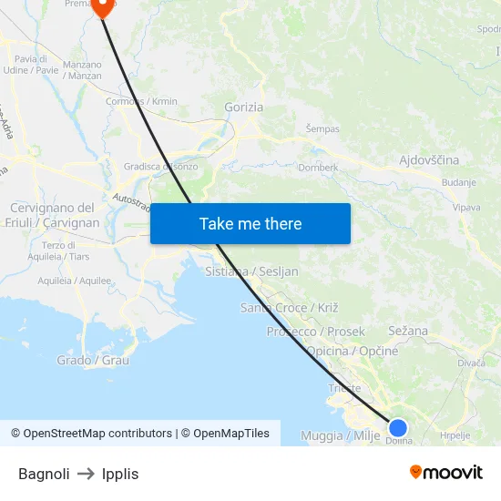Bagnoli to Ipplis map