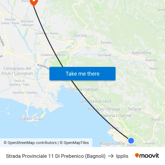 Provincial Road 11 Of Prebenico (Bagnoli) to Ipplis map