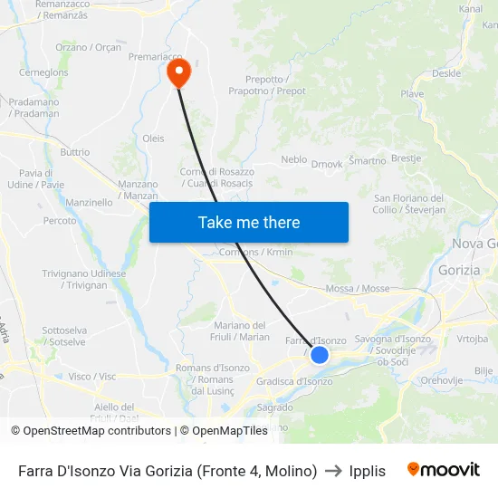 Farra D'Isonzo Via Gorizia (Opposite 4, Mill) to Ipplis map