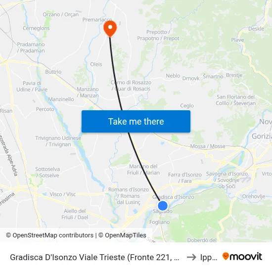 Viale Trieste, Gradisca D'Isonzo (Opposite #221, Bridge) to Ipplis map