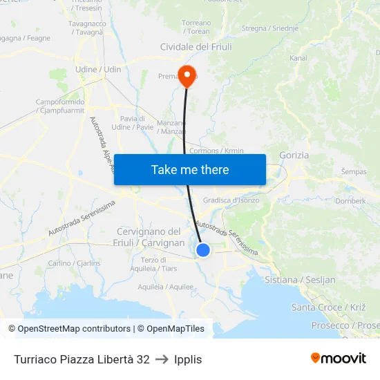 Turriaco Liberty Square 32 to Ipplis map
