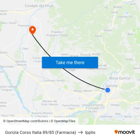 Italia Course 89/85, Gorizia (Pharmacy) to Ipplis map