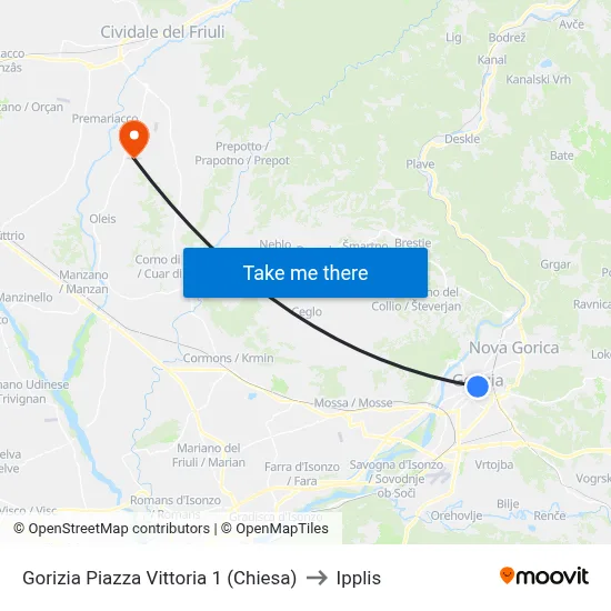 Gorizia Victory Square 1 (Church) to Ipplis map