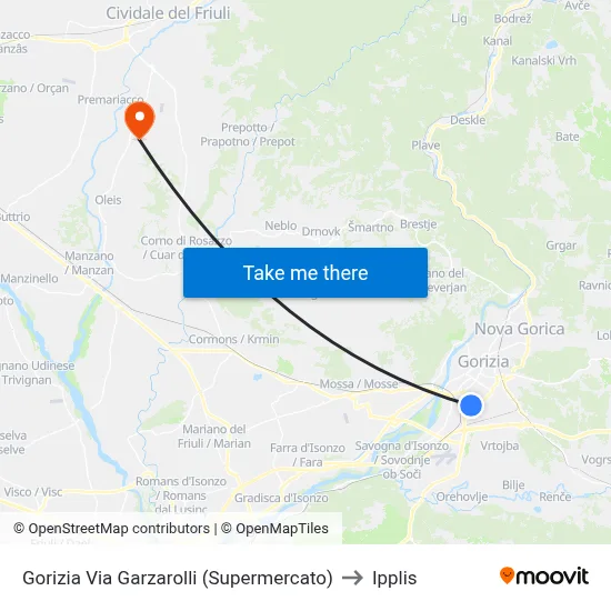 Gorizia Garzarolli Street (Supermarket) to Ipplis map