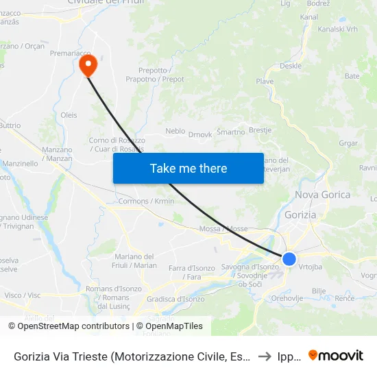 Gorizia Trieste Street (Civil Motor Vehicle Office, External) to Ipplis map