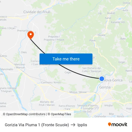 Gorizia Piuma Street 1 (Opposite Schools) to Ipplis map