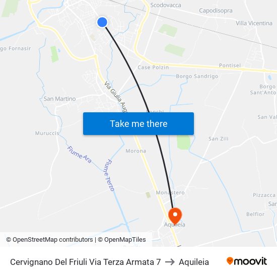 Cervignano Del Friuli Via Terza Armata 7 to Aquileia map