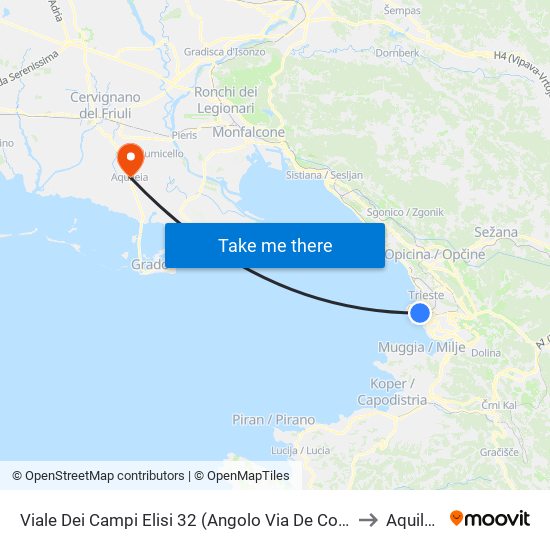 Viale Dei Campi Elisi 32 (Angolo Via De Coletti) to Aquileia map