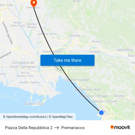 Republic Square 2 to Premariacco map