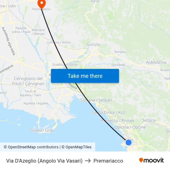 Via D'Azeglio (Corner of Via Vasari) to Premariacco map