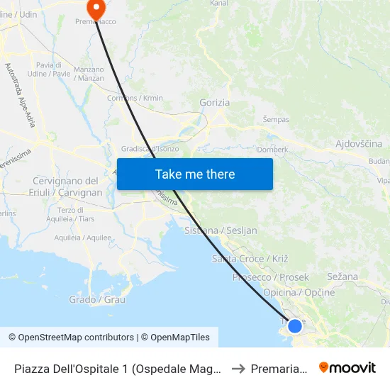 1 Hospital Square (Main Hospital) to Premariacco map