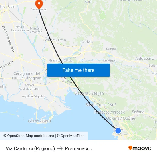 Via Carducci (Region) to Premariacco map
