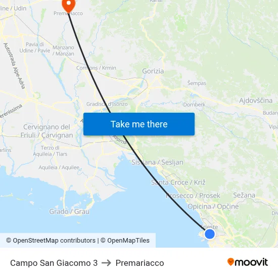 San Giacomo Field 3 to Premariacco map
