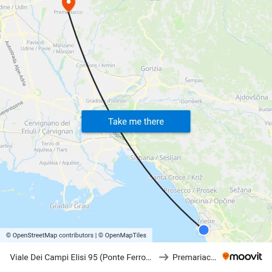 95 Campi Elisi Avenue (Railway Bridge) to Premariacco map