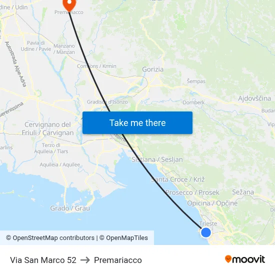 San Marco Street 52 to Premariacco map