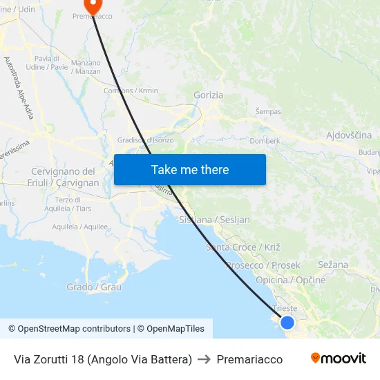 Zorutti Street 18 (Corner of Battera Street) to Premariacco map