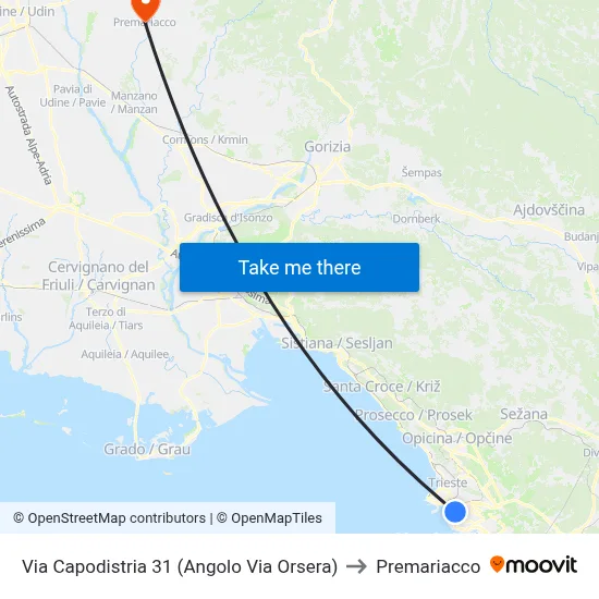 Via Capodistria 31 (Corner of Via Orsera) to Premariacco map