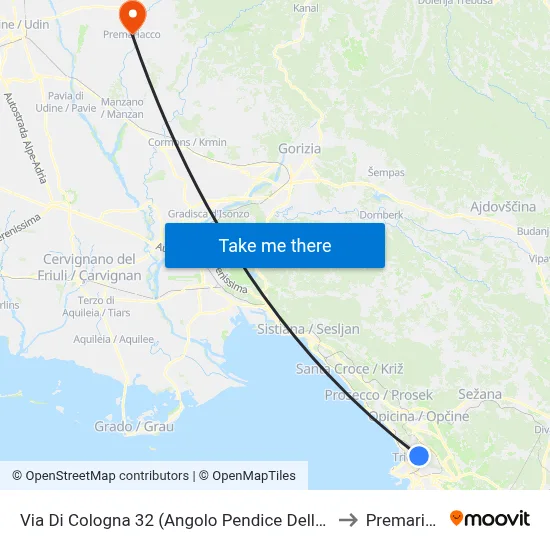 Cologna Street 32 (Corner of Scoglietto Slope) to Premariacco map