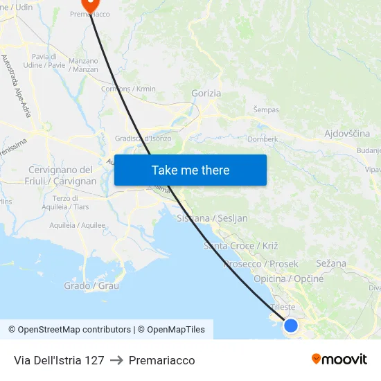 Istria Street 127 to Premariacco map