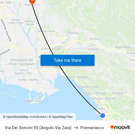 Soncini Street 55 (Corner of Zara Street) to Premariacco map