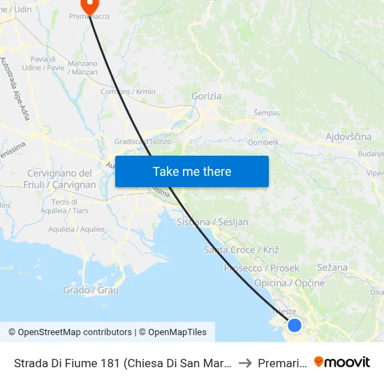 Strada Di Fiume 181 (St. Mark the Evangelist Church) to Premariacco map