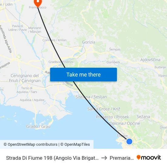 Fiume Road 198 (Corner of Brigata Casale Street) to Premariacco map