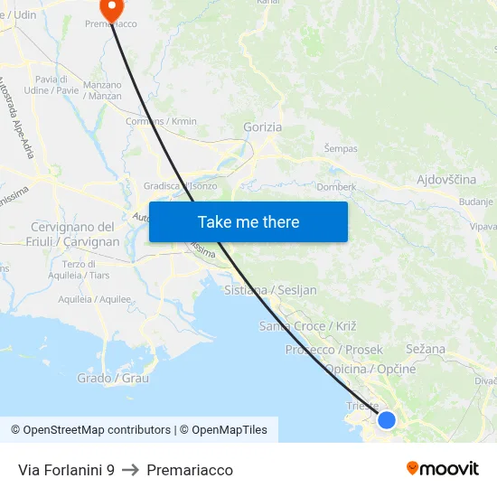 Via Forlanini 9 to Premariacco map