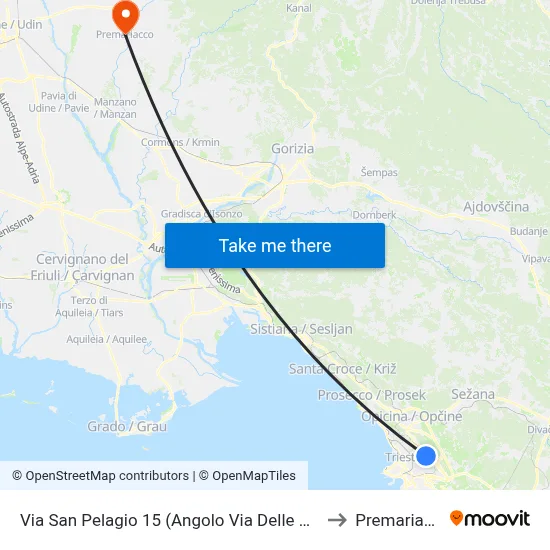 San Pelagio Street 15 (Corner of Docce Street) to Premariacco map