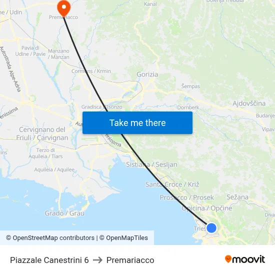 Canestrini Square 6 to Premariacco map