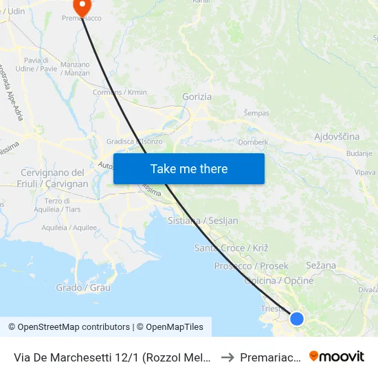12/1 De Marchesetti Street (Rozzol Melara) to Premariacco map
