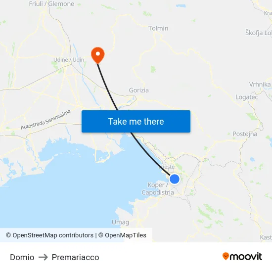 Domio to Premariacco map