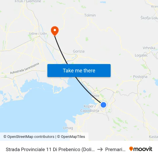 Provincial Road 11 of Prebenico (Dolina, Washhouse) to Premariacco map