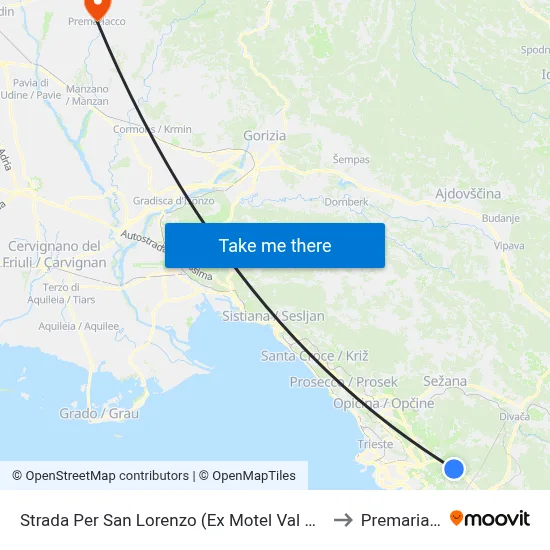 Road to San Lorenzo (Former Val Rosandra Motel) to Premariacco map