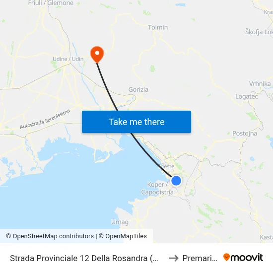 Provincial Road 12 Of Rosandra (Mattonaia 396) to Premariacco map