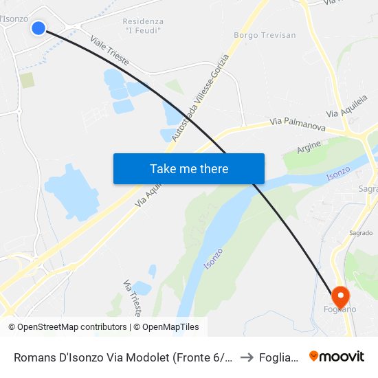 Romans D'Isonzo Via Modolet (Fronte 6/C) to Fogliano map