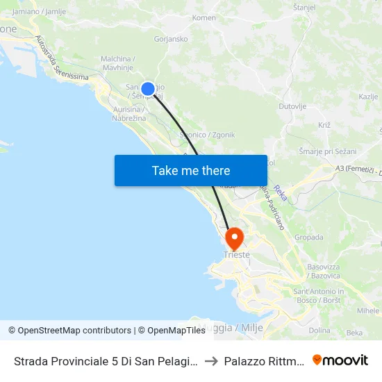 Strada Provinciale 5 Di San Pelagio 43/A to Palazzo Rittmeyer map