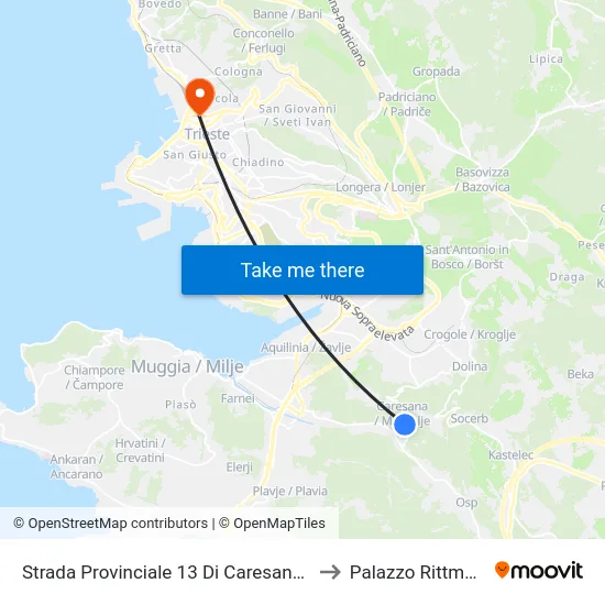 Strada Provinciale 13 Di Caresana 103 to Palazzo Rittmeyer map