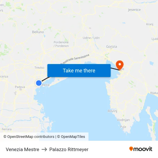 Venice Mestre to Rittmeyer Palace map